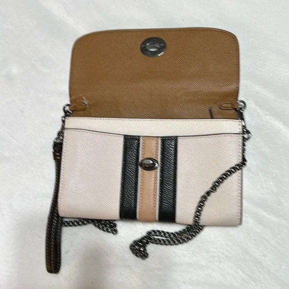 Coach Panda Bear Chain Crossbody Purse Black Antique Nickel / Chalk